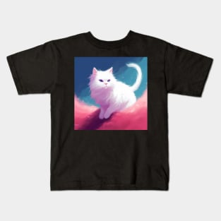 Mesmerizing Pearls: The Captivating White Fluffy Cats Kids T-Shirt